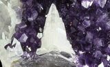 Amethyst Cluster with Calcite On Wood Base #66698-3